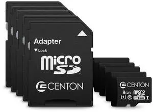 Centon S1-MSDHU1-8G-5-B Mp Essential Micro SDHC Card, UHS1, 8GB 5 Pack w/Adapter