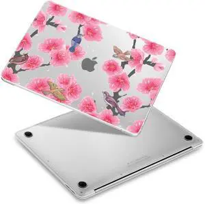 Yebiseven Case for MacBook Air 13 inch 2021 2020 2019 2018 Model A2337 M1/A2179/A1932, Laptop Hard Shell Case with Keyboard Cover & Screen Film & OTG Adapters & 2 Webcam Covers, Sakura
