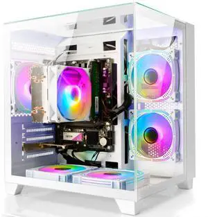 LXZ Desktop, Prebuilt PC Ryzen 7-5700G, 16G DDR4 RAM, 1TB NVME SSD,WiFi 6, Tower Computer with 650W Power Supply for Home and Office (White)