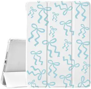 JOYLAND White Pad Case for iPad Pro 11 inch 4th/3rd/2nd/1st Gen (2022/2021/2020/2018),with Pencil Holder-Auto Wake/Sleep,Stroke Blue Bow Pattern Anti-Scratch Shockproof Premium Folio Stand Case