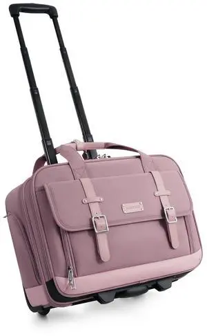 AUROTIER Rolling Laptop Bag Women, Rolling Briefcase for Women with Dual Lock, 17 Inch Computer Bag with Wheels, Roller Underseat Carry On Luggage Personal Item Suitcase for Work Travel Business