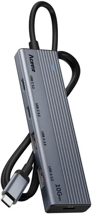 Aceele 10Gbps USB C Hub Splitter with 2*USB-A 3.2 & 2*USB-C 3.2, 100W PD Charging Port, USBC to USB A Hub Multiport Adapter for MacBook Pro, iMac, iPad and More(Not Support Extend Monitor)