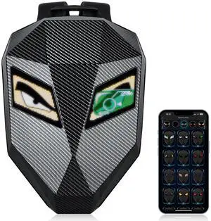 Untrxr 19inch LED Motorcyle Knight Backpack for Men,Hard Case Riding Backpack Motorbike Laptop Bag Waterproof, DIY Programmable Full Color Display & Eyes