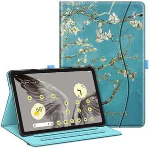 Fintie Case for Google Pixel Tablet 11 Inch 2023 Release, Multi-Angle Viewing Protective Stand Cover with Pocket & Pencil Holder Compatible with Charging Speaker Dock, Blossom