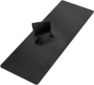 Cacoy 63" x 24" Leather Desk Mat, Desk Matt for Desktop, XXXL Large Gaming Computer Mouse Pad, Keyboard Mouse Mat, PU Leather Desk Pad Blotter, Waterproof Desk Cover Protector for Office & Home, Black
