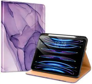 VIKESI Case for iPad Air 13 inch (M3) 2025 / (M2) 2024,Premium Leather Folio,Apple Pencil Holder,Auto Sleep/Wake,Stand Cover - Purple Marble