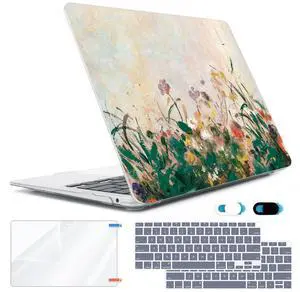 HOHAIYOO Compatible with MacBook Air 13 inch Case 2022 2021-2018 A2337 M1 A2179 A1932 Retina Display with Touch ID, Plastic Hard Shell Case +Keyboard Cover+Screen Protector+Webcam Cover, Oil Painting