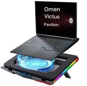 Cooling Pad for HP omen 15 16 17 Victus 15 16 Pavilion 16 16t 17 16 15 inch Gaming Laptop with Ultra Powerful Booster Turbo Cooling Fan Can Fast Cooling,RGB Light,Adjustable Speed, Touch Control