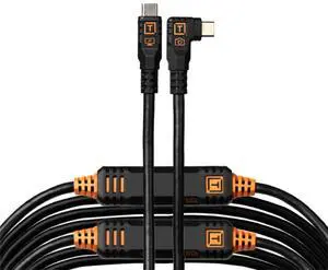 TetherPro Optima 10Gbps Gen 2 USB-C, 31' (9.4m), Straight to Right, Non-Reflective Black