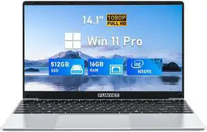FUNYET Laptop Computer, Gaming Laptops 2025, 14 Inch Lap Top PC Win 11 Pro, 16GB RAM 512GB SSD, N5095 Processor(up to 2.9 GHz), FHD 1920 x 1080, BT 4.2