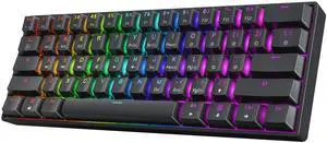 HK GAMING GK61 SE 60% | Mechanical Gaming Keyboard | 61 Keys Multi Color RGB LED Backlit for PC/Mac Gamer | US Layout (Black, Mechanical Blue)
