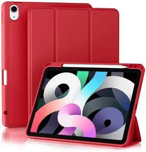 Akkerds Compatible with iPad Air 6th Generation 11 Inch Case M2 2024, for iPad Air 5th/4th Generation Case 2022/2020 10.9 Inch with Pencil Holder[Auto Sleep/Wake], Red