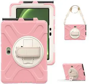 XYX for Samsung Galaxy Tab Active5 Pro/Active4Pro/Active Pro Case 10.1 inch, 3in1 Heavy Duty Shockproof Cover with Stand Hand Strap and Shoulder, Cherry Pink