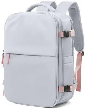 bergsalz Vacuum Backpack With Pump Large Travel Laptop Backpacks For Women Men Carry On Backpack Vacpack Backpacks With Vacuum Compression Grey