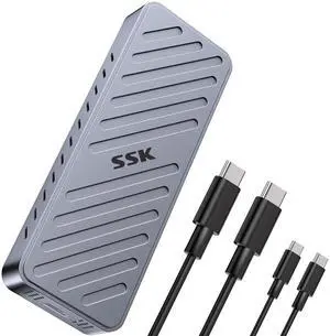 SSK NVMe SSD Enclosure, 20Gbps PCIE M.2 Enclosure SSD Case, NVMe to USB C 3.2GEN2X2 Adapter 2280/2260/2242/2230 Reader M-Key/B+M Key with LED Indicator Aluminum Alloy SSK NVMe SSD Enclosure, 20Gbps PCIE M.2 Enclosure SSD Case, NVMe to USB C 3.2GEN2X2 Adapter 2280/2260/2242/2230 Reader M-Key/B+M Key with LED Indicator Aluminum Alloy