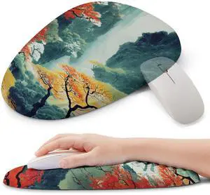 ORIENWEEDA Ergonomic Mouse Pad with Wrist Support, Comfortable Entire Memory Foam, Wrist Pain Relief and Anti-Slip PU Base, Mousepad for Various Computers, Laptop PC (12x8x1.2inch, Japanese Forest)
