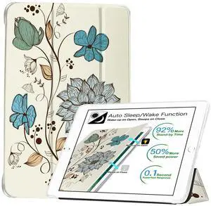 DuraSafe Cases for iPad 9.7 Inch 5 6 Air 1 2 [iPad 5th 6th Air 1st 2nd] A1893 A1954 A1822 A1823 A1566 A1567 A1474 A1475 Printed Soft Silicone Transparent Front & Back Cover -Watercolor Flowers