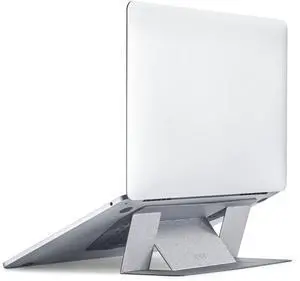 MOFT Laptop Stand for Desk, Adhesive MacBook Computer Stand with 2 Adjustable Viewing Angles, Foldable and Portable Laptop Riser Compatible with 11"-16" Laptops, Silver(Adhesive Version)