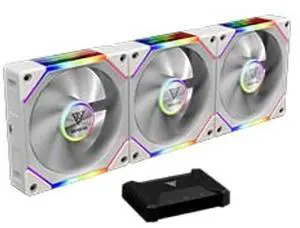 GAMDIAS Aeolus P2-1203U 120mm ARGB PWM Fan(3 Fan Pack w/USB Hub), Include Reverse Fan Blade x3, ARGB Sync Ready, Easy Installation & Cabless Daisy-Chain Design, Silent Operation, Up to 2400RPM, White