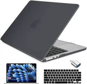 Batianda Compatible for M4 MacBook Air 15 inch Case 2025 2024 M3 2023 M2 Chip Model A3241/A3114/A2941, Hard Shell Case with Screen Protector Silicone Keyboard Cover, Matte Black