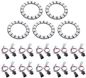 DIYmall 16 Bits WS2812 RGB LED Ring + JST SM 3 Pin Connectors Cable