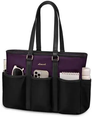 LOVEVOOK 17 Inch Laptop Tote Bag for Women Work, Teacher Tote Nurse Bag, Professional Utility Computer Bag For Work/Travel/College/Daily, Large Purse Handbag With Multi Pockets & Top Zipper