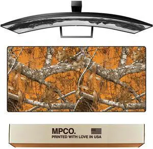 MPCO. Real Tree Large Gaming Desk Pad - 36" x 17" Duraglyde Fabric Edge Orange  Without Logo Desk Mats - Non-Slip, Washable, Smooth Glide for Precision Gaming & Work