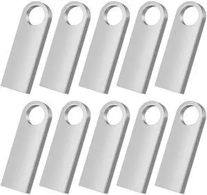 zhzixie 10-Pack Silver Metal USB Flash Drives (10Pack Sliver, 16GB)