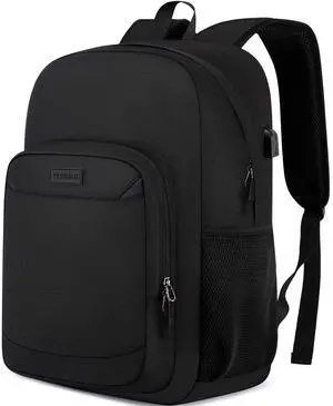 YIORMIOR School Backpack for Teens Boy, Bookbag for Men Women with 17.3 inch Laptop Sleeve Computer College Black Over 3 Years Old