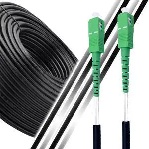 Elfcam® - 150m/492.1ft Outdoor and Indoor Fiber Optic Cable, Simplex Singlemode SCA to SCA for Verizon Fios, Google Fiber and FTTH, 150 Meters