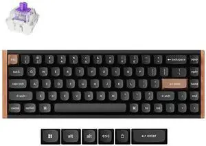 Keychron K6 HE 65% Wireless Mechanical Keyboard, 2.4GHz & Bluetooth, Gateron Double-Rail Magnetic Switch, Double-Shot PBT Keycaps, Aluminum & Wooden Frame, Compatible with Windows/Mac  Black