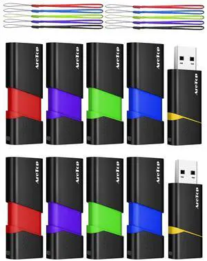 AreTop 8GB Flash Drives 10 Pack Thumb Drives Slide Retractable USB Flash Drives 10 Pack 8GB Memory Sticks for Data Storage Jump Drives Multipack (Mixed Color:Yellow,Red,Blue,Green,Purple)