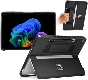 CoBak Rugged Case for Microsoft Surface Pro 12" 2025, Shockproof Protective Cover with Hand Strap, Multi-Angle Kickstand, Built-in Stylus Holder, Compatible with Type Cover Keyboard