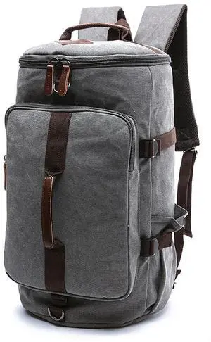 IT'SCARL Mens backpack, Large backpack for travel, Carry-on, canvas bag, 17 inch computer waterproof back pack(grey)