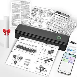 NADAIIN Portable Printers Wireless for Travel, Bluetooth Thermal Printer Supports 8.5" x 11" US Letter & A4 Size, Inkless Mobile Printer Work with Android iPhone Laptop for Home Office School, Black