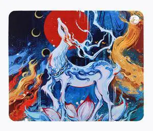 ESPTIGER Mouse Pads QingSui X Bai Lu (480 x 400 x 6mm) Standard Size Extra Thick Comfortable Cushion Control Large Cloth Gaming Mousepad - Multi-Color Deer Design