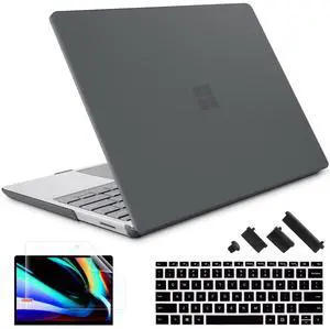 May Chen Case Compatible for 13.5" Microsoft Surface Laptop 5/4/3 with Metal Palm Rest Model 1951/1868, Plastic Hard Shell Case with Screen Protector + Keyboard Cover + Dust Plug, Matte Black