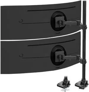 VIVO Dual Ultra-Wide Monitor Extra Tall Desk Mount for up to 49 inch Ultrawides, Clamp-on Adjustable Stand Holds 44 lbs per Screen, VESA up to 100x100mm, Black, STAND-V120T