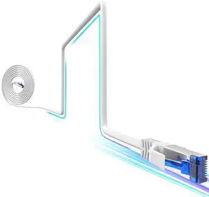 10Gsupxsel Cat8 Ethernet Cable 150 FT Indoor & Outdoor, Ethernet Cable High Speed 40Gbps 2000Mhz, Flexible Shielded Internet Cable, Cat 8 SSTP Network Cable for Home/Office/Gaming/POE, White