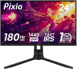 Pixio PX24Q PRO 24 inch 180Hz Refresh Rate QHD 1440p Resolution Fast IPS Panel 1ms GTG Response Time Gaming Monitor