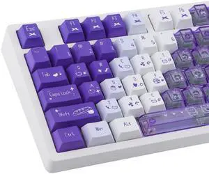 JOMKIZ Clear Keycaps, PBT/PC Transparent Keycap, Crystal Custom Key Cap 150 Keys, Cherry Profile, Shine Through Cute Keycap Set for 60%/65%/75%/TKL/96%/100% Layout Magnetic Mechanical Keyboard