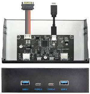 Xiwai 10Gbps USB 3.1 Front Panel Type-A & Type-C 4 Ports HUB to Type-E Connector Motherboard Cable 10Gbps for 5.25" CD-ROM Bay Tray