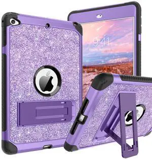 YINLAI for iPad mini 5 Case,iPad mini 4 Case Glitter Bling Kickstand Kids Girls Women Heavy Duty Shockproof Protective Sparkly Tablet Cover for iPad mini 5th Gen/Mini 4th Generation 7.9 Inch,Purple