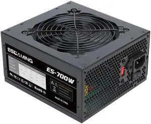 ESGAMING 700W Non Modular Power Supply with Low-Noise 120mm Fan ATX PSU, 115/230 Voltage Switch PFC Protection
