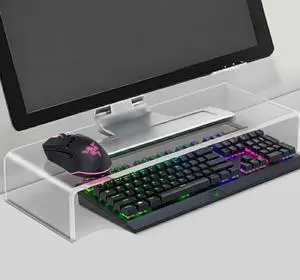 Japard Acrylic Monitor Stand, Premium Large Monitor Riser 20 inch, Crystal Clear Acrylic Computer Stand Laptop Desk Stand for Home Office Printer TV Screen Keyboard Storage