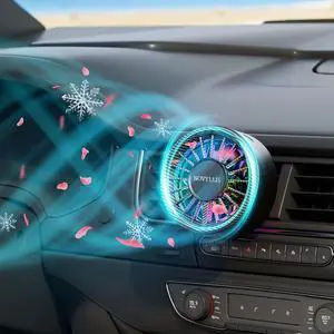 Novyllis Car Vent Fan USB with Air Freshener Multi Color Lights air ac Clip 3 Speed Settings 360° Rotating Vent Powerful Fragrance Fan for Car Truck SUV RV
