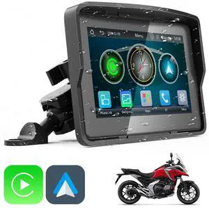 YCV Motorcycle Carplay Screen, Wireless CarPlay & Android Auto for Motorbike, Carplay Motorcycle GPS Navigation, 5" IP67 Waterproof Touchscreen, Dual Bluetooth, EQ, Support Siri and Google Assistant