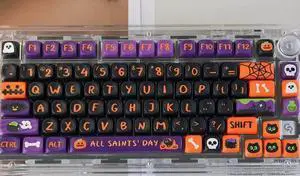 PBT keycap Halloween Theme 130 Key MOA keycaps Bat Ghost Mechanical Keyboard Cherry MX keycaps Custom keycap (Halloween Carnival)