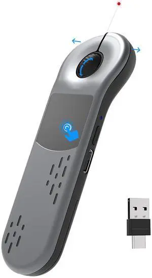 ZOZVO Rechargeable Air Mouse for PC/iOS/Android with Touchpad Wireless PPT Presenter with Bluetooth 2.4G, Works with PowerPoint/Keynote/TikTok/Camera/Kindle App (Silver)