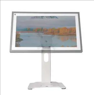 Bonscalate Swivel and Tilt Metal Stand for Echo Show 15 (Gen 1, Gen 2) and Show 21 Adjustable(-58°/+58°) with 360° Rotatable Wall Mounting Holder for Monitor Full Motion 13-29 inch White